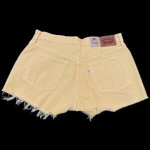 NWT Levi's 501‎ Yellow Jean Shorts Size 30 Button Fly Cut Off Denim Raw Hem